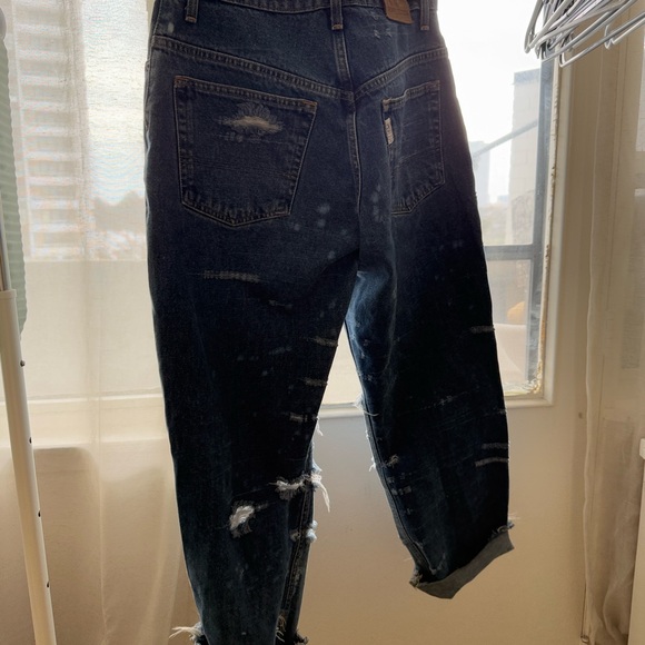 Blue Distressed Men's Jeans - Picture 3 of 5